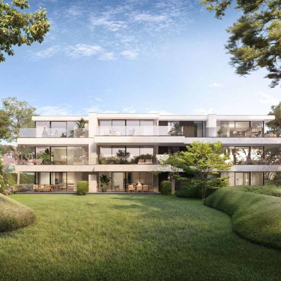 Notarispark Kuurne - Steelander projectontwikkeling - nieuwbouw appartement te koop in parktuin Notarispark Kuurne - Steelander projectontwikkeling - nieuwbouw appartement te koop in parktuin achteraanzicht